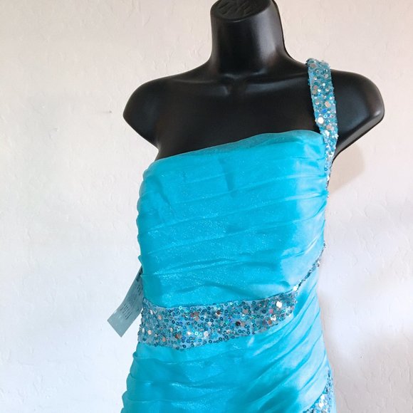 RARE Lafee Jasmine Pageant Prom Mermaid Party Dress Blue 12 NWT - Picture 4 of 12
